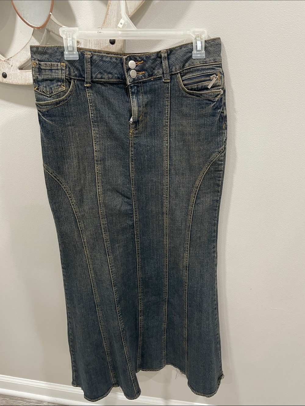 Women’s vintage style Cotton denim midi skirt | Bisou Bisou